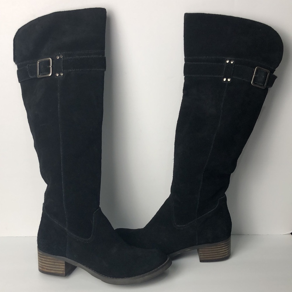 Arturo Chiang Sharon Black Suede Tall Boots 6